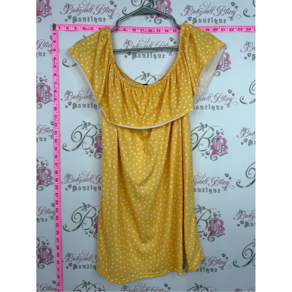 Boohoo dress dotted Yellow orange Polka Dot Off-Shoulder Dress